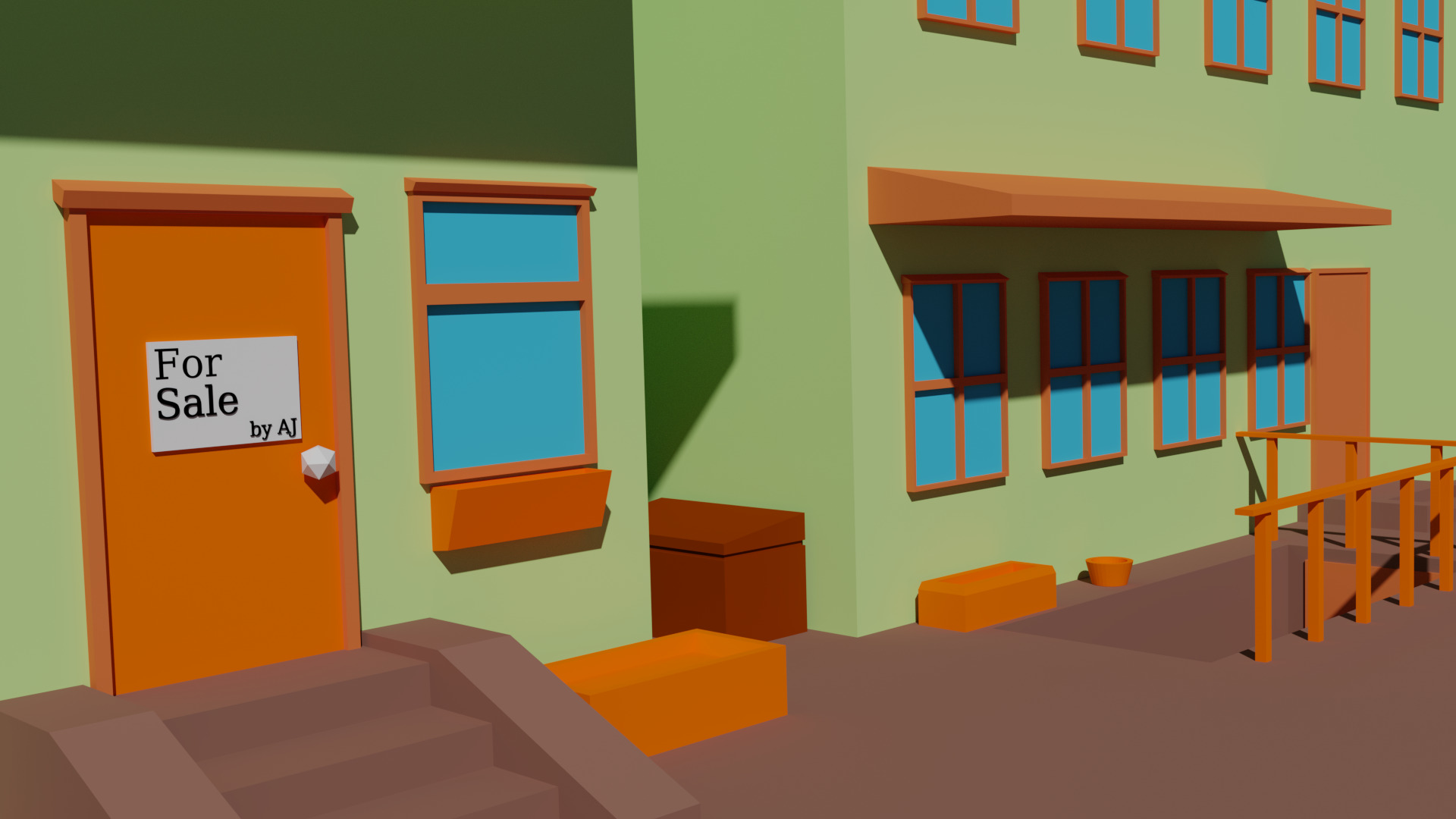 Render of a low poly street