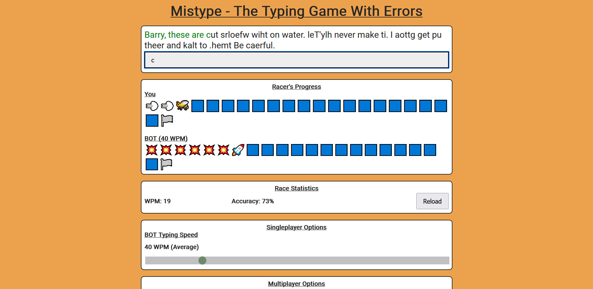 Screen shot of Mistype